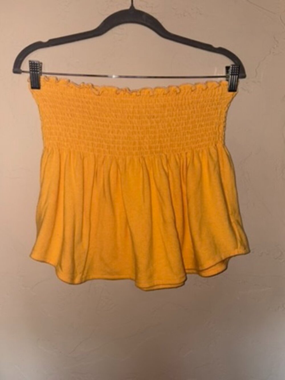 STARK X Mustard Yellow Smocked Ruffle Mini Skirt Size S
